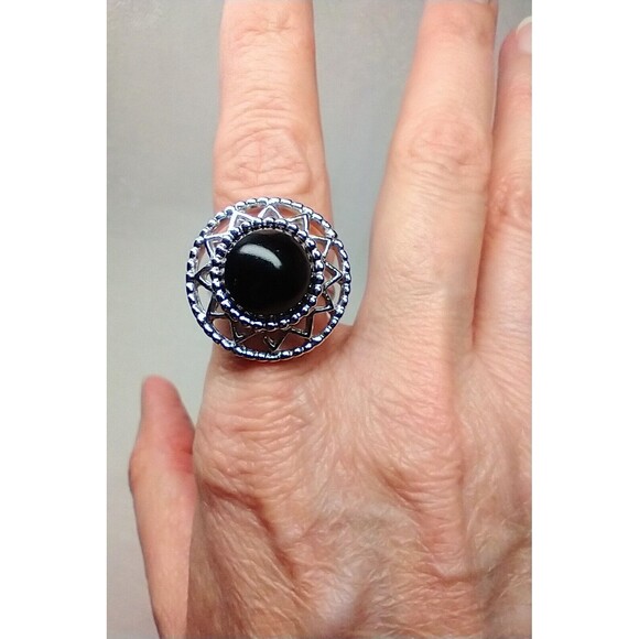 Onyx Tibetan Earrings & Sara Cov. Adjustable Ring - Picture 9 of 13